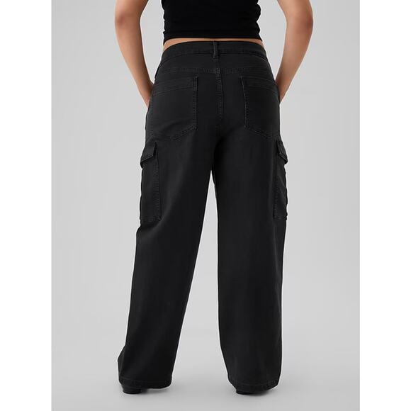 NWT Gap Mid Rise '90s Loose Cargo Jeans Washed Blk Grunge Baggy Skater Sz 33 16 - Picture 12 of 16